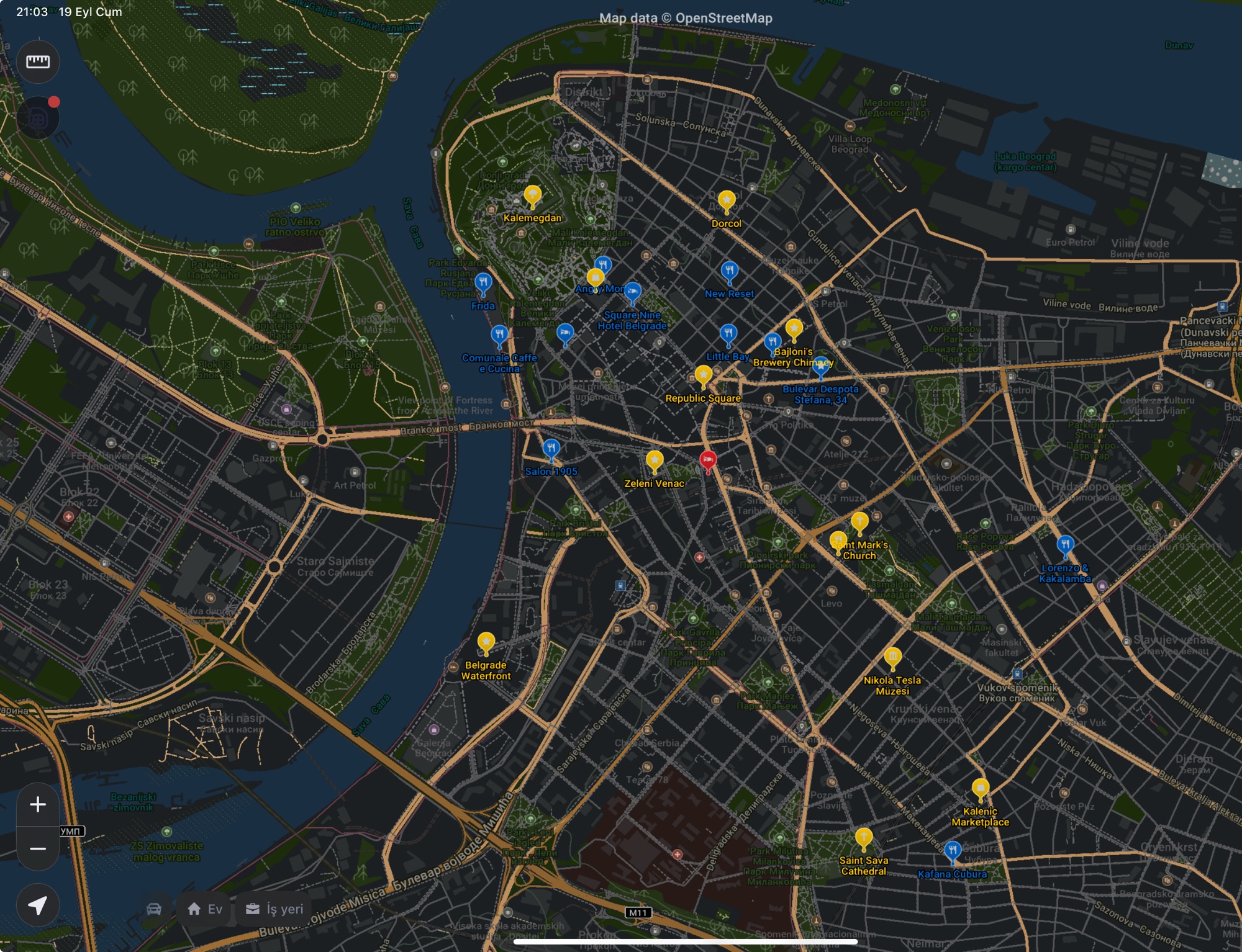 Belgrad şehir merkezi haritası