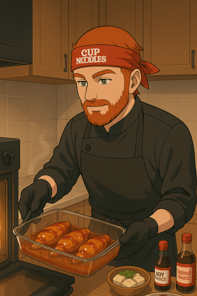 Efe'nin kalamar dolmasını fırında aldığı andaki animasyon tarzı fotoğraf