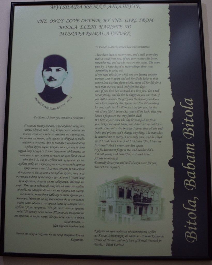 Efe ve Ebru'nun Makedonya tatilinde Manastır'da gittikleri Manastır Askeri İdadisi'ndeki Atatürk'e Eleni tarafından yazılan aşk mektubunun gerçek resmi