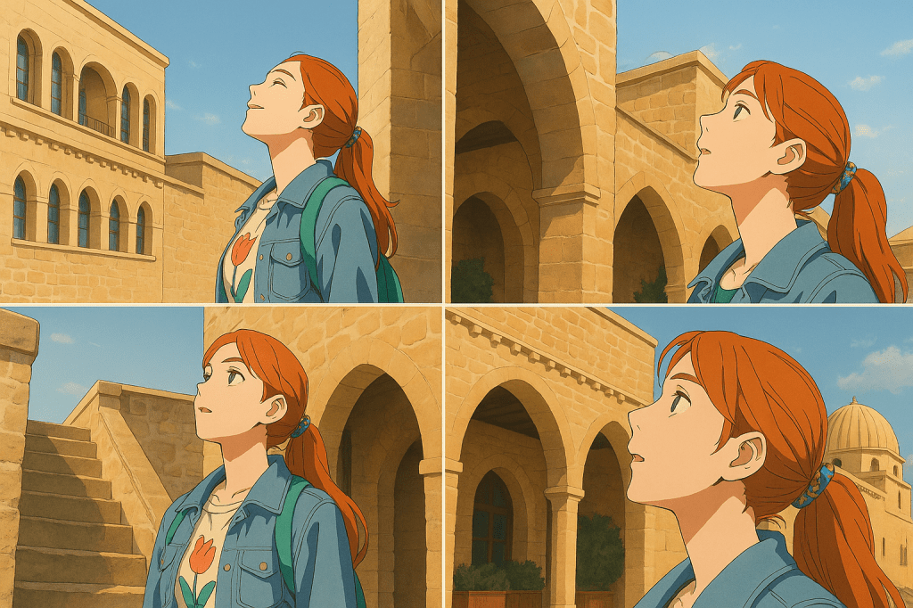 Efe'nin Mardin seyahati boyunca Ebru'nun bakışlarını çektiği animasyon tarzı fotoğraf