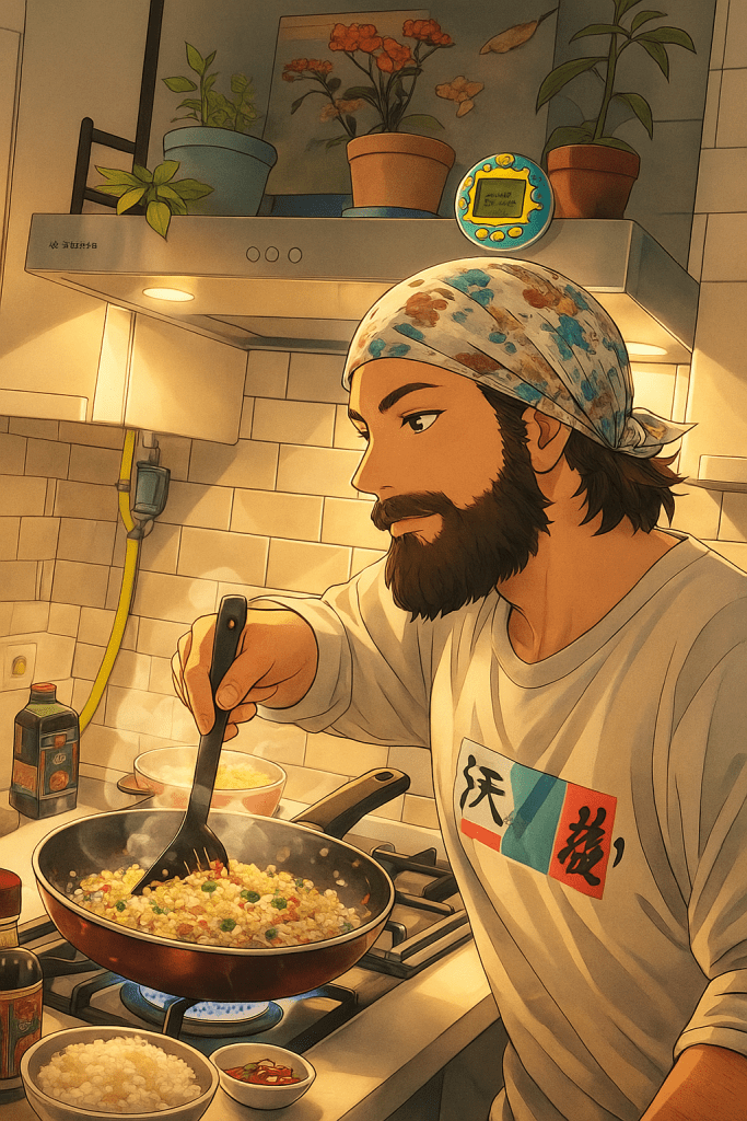 Efe’nin Çin pilavı yaparken aldığı kokuları gösteren animasyon tarzı fotoğraf