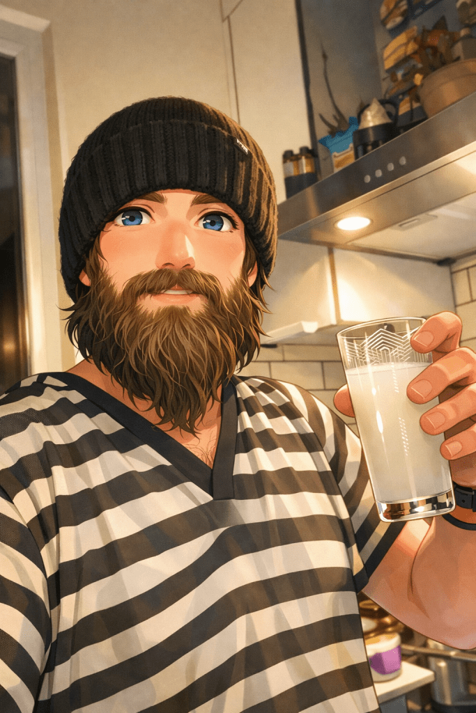 Efe’nin rakı balık yaparken çekilmiş animasyon tarzı fotoğraf