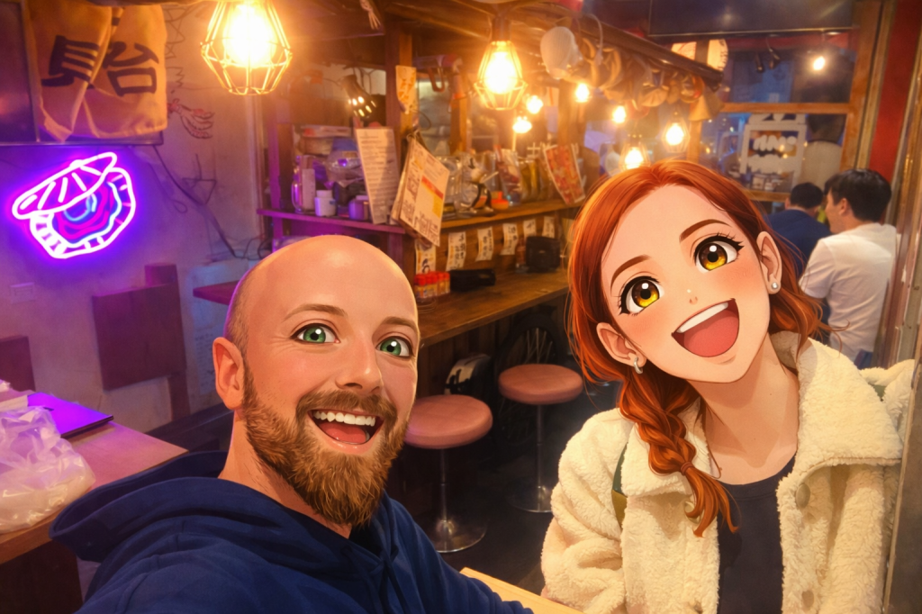 Shinjuku Yakien’de çekilen animasyon tarzı fotoğraf