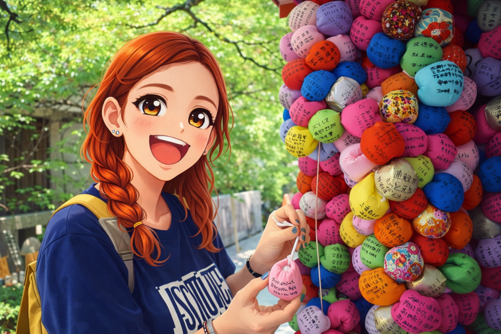 Ebru’nun Kyoto’da dilek dilerken çekilmiş animasyon tarzı fotoğraf