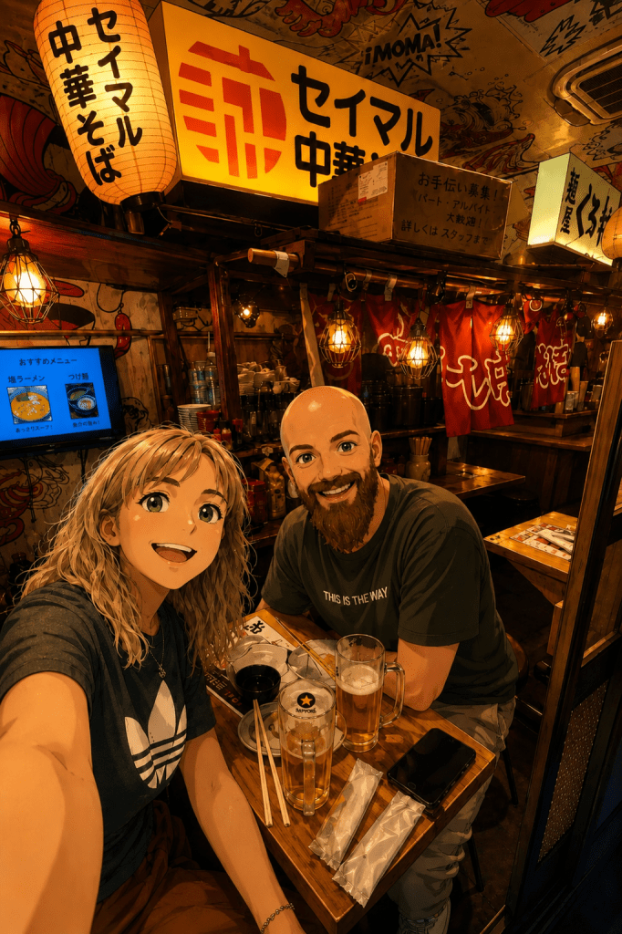 2026 Japonya yolculuğundan: Izakaya akşam yemeği selfie