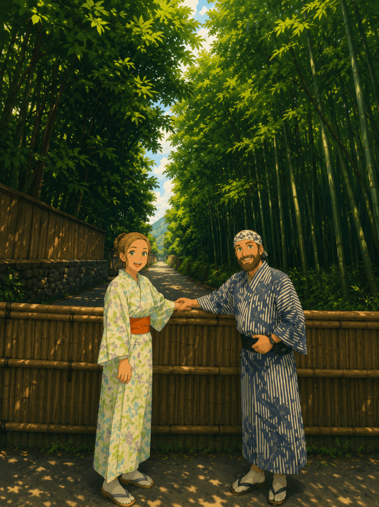 2026 Japonya yolculuğundan: Arashiyama bambu ormanı kimono