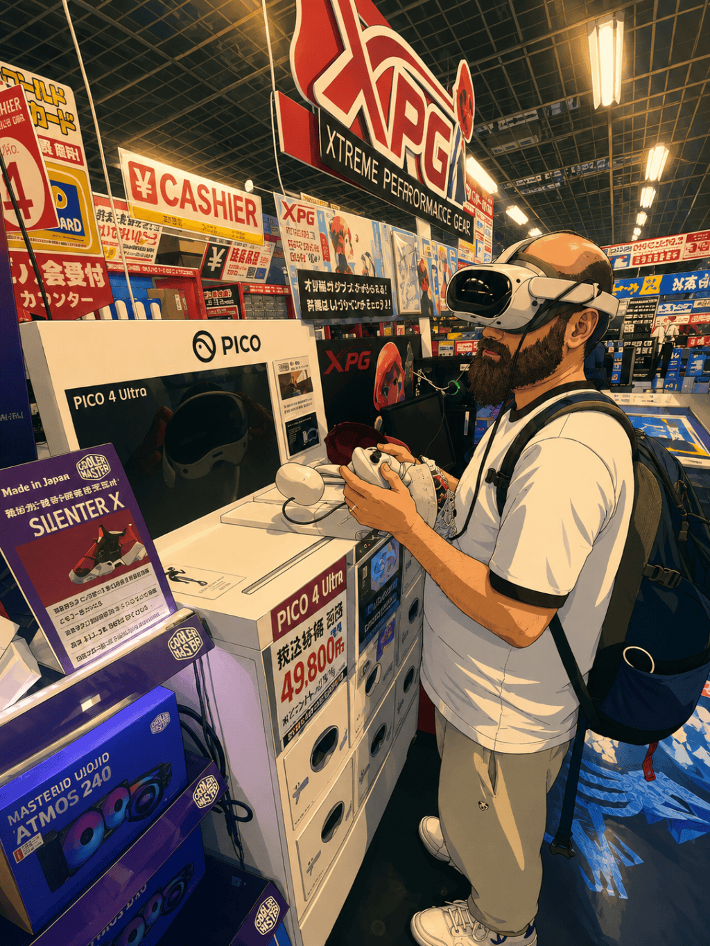 Akihabara elektronik mağazalarını gösteren anime tarzı gezi kapak görseli