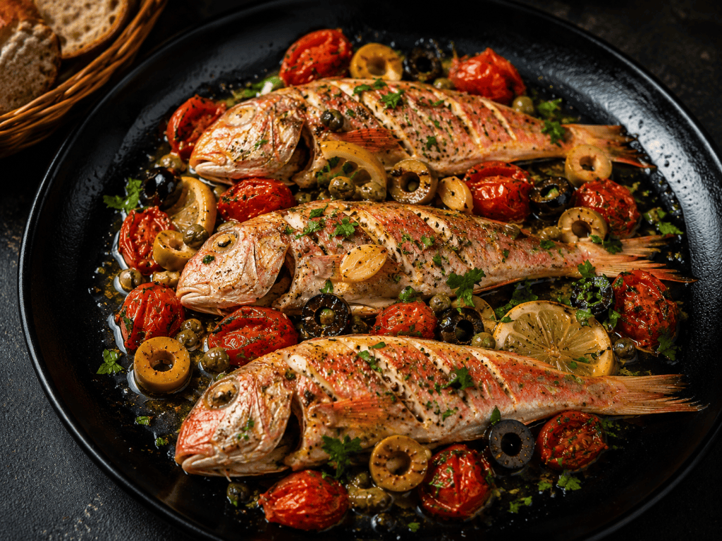 🐟 Beyaz Şarap ve Kapariyle Fırında&nbsp;Barbun