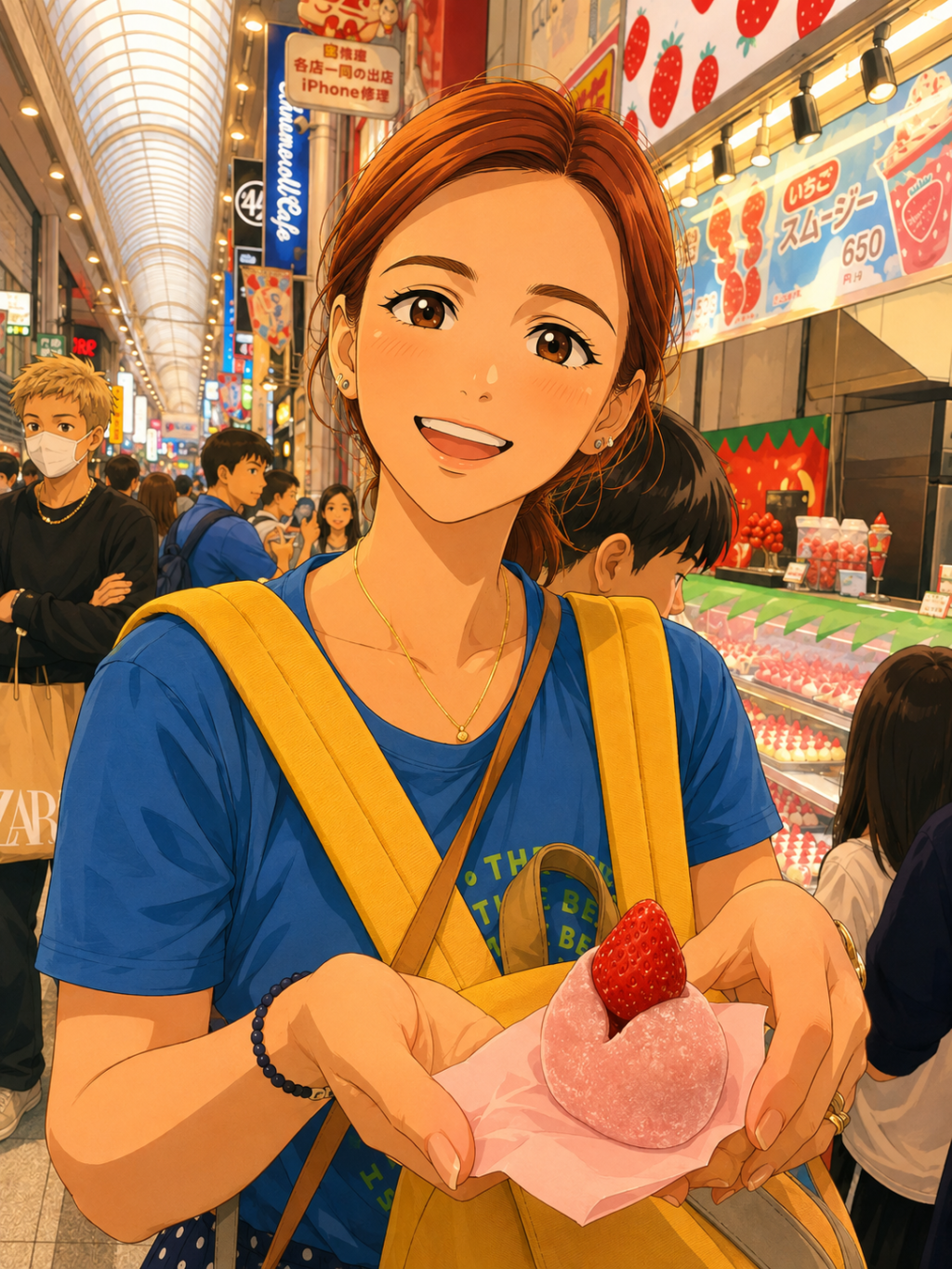 Osaka’da canlı şehir hayatını gösteren anime tarzı kapak görseli